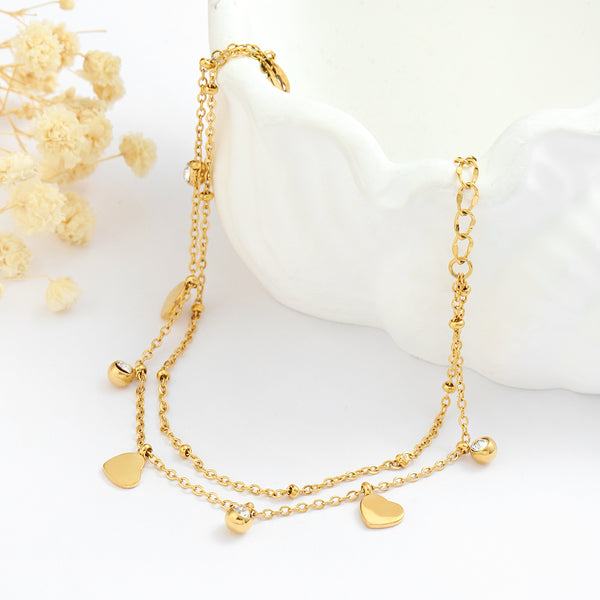 Multi layered Heart Gold Bracelet