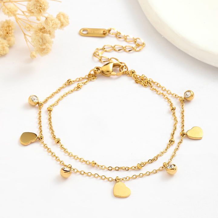 Multi layered Heart Gold Bracelet - Salty Accessories