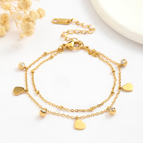 Multi layered Heart Gold Bracelet