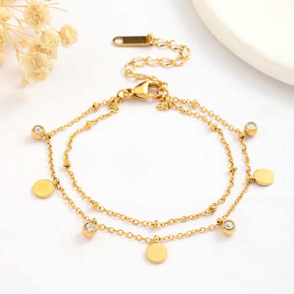 Gold Sparkle Stone Link Bracelet