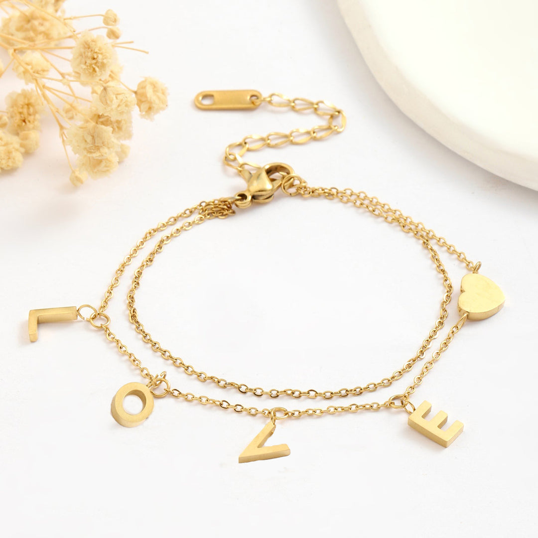 LOVE Heart Gold Bracelet