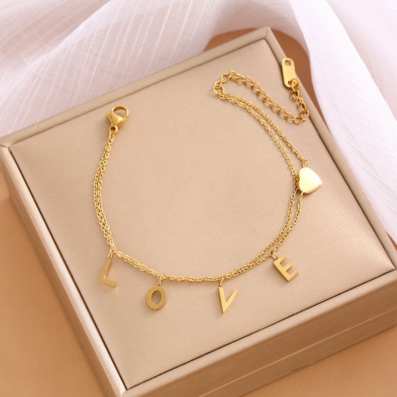 LOVE Heart Gold Bracelet