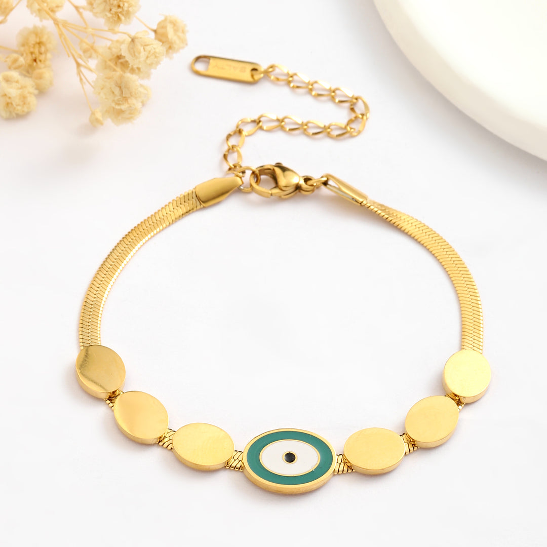 Evil Eye Gold Drop Bracelet - Salty Accessories