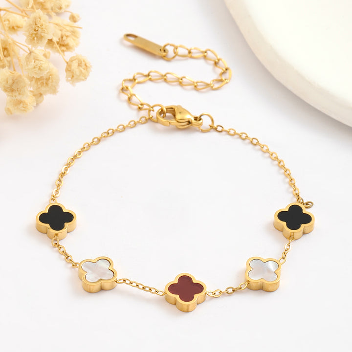 Cherish Clover Multicolor gold Bracelet - Salty Accessories