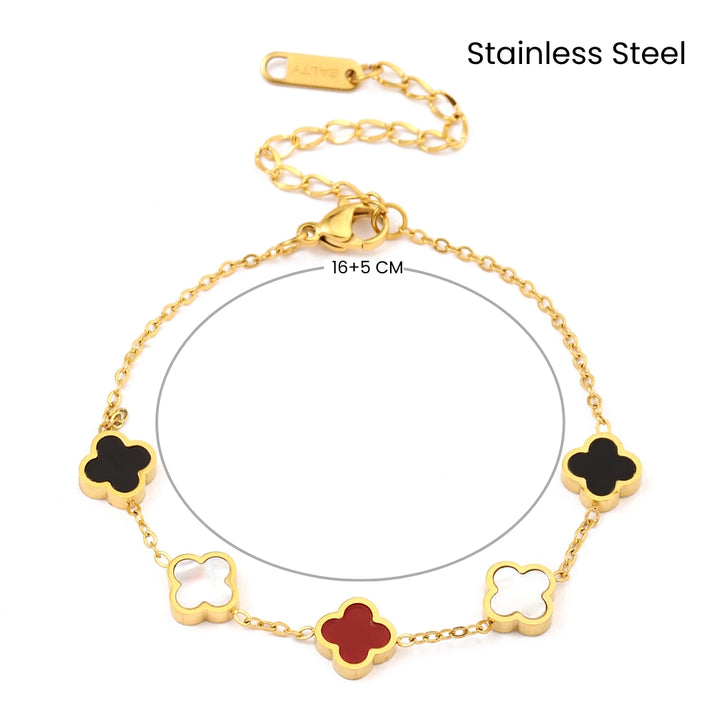 Cherish Clover Multicolor gold Bracelet - Salty Accessories