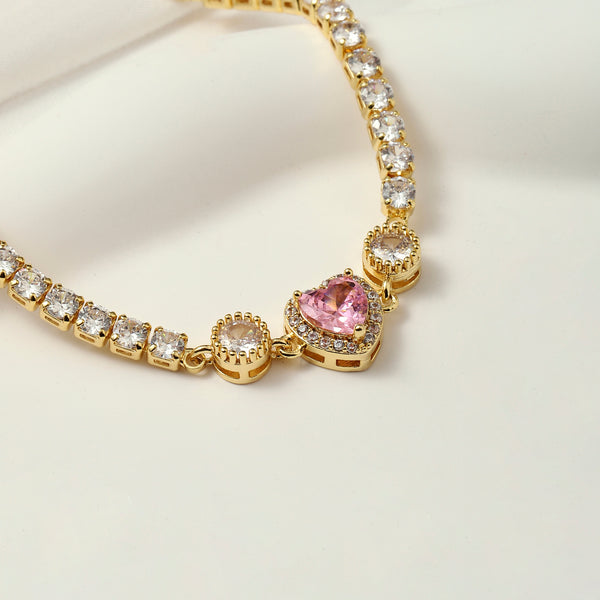 Inara Pink Heart Gold Bracelet