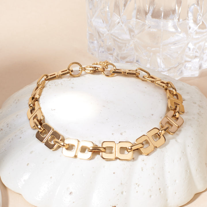 Geometric Chain Gold Bracelet