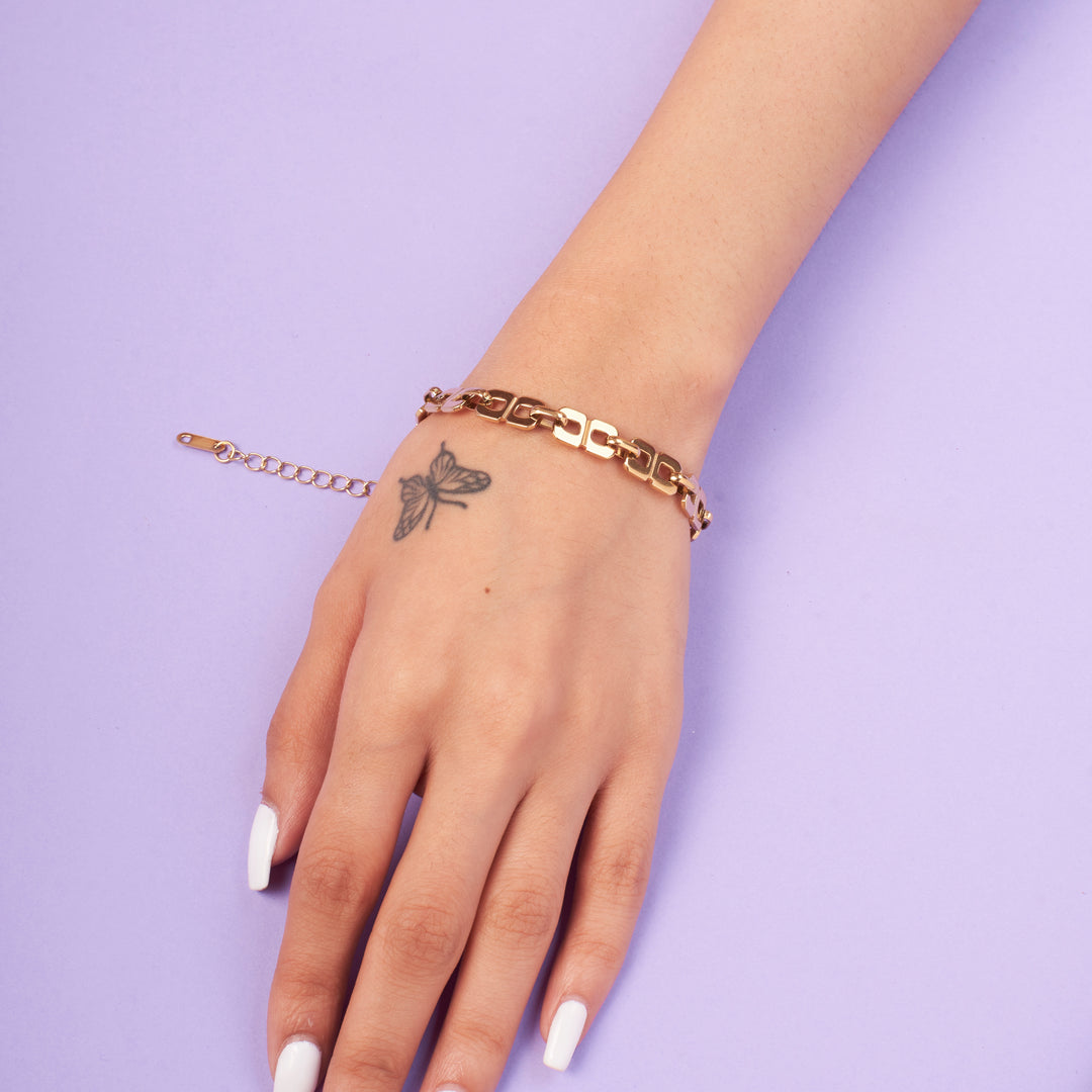 Geometric Chain Gold Bracelet