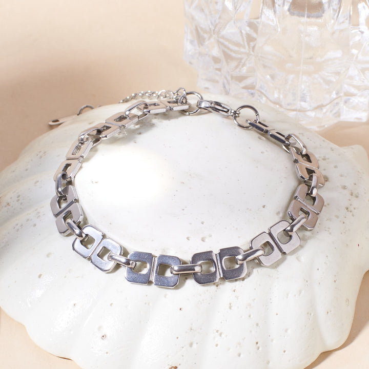 Geometric Chain Silver Bracelet