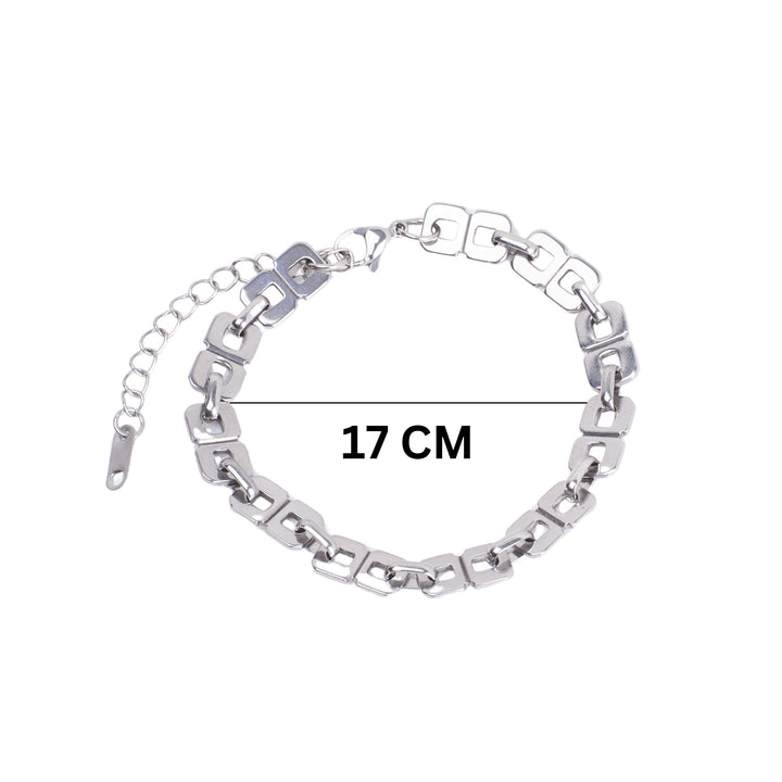 Geometric Chain Silver Bracelet