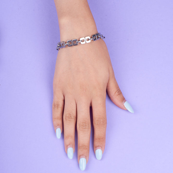 Geometric Chain Silver Bracelet - Salty Accessories