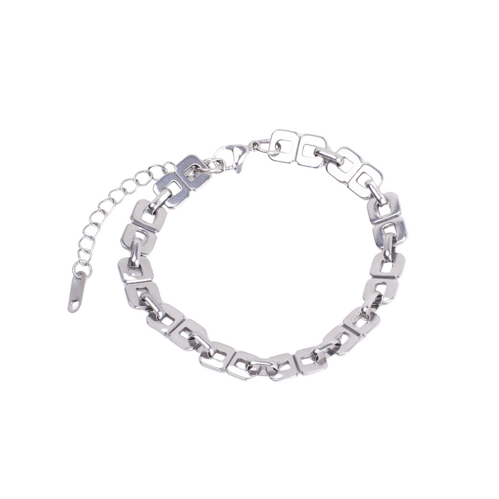 Geometric Chain Silver Bracelet