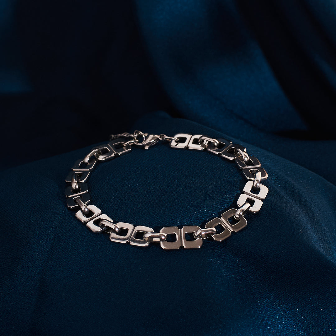 Geometric Chain Silver Bracelet - Salty Accessories