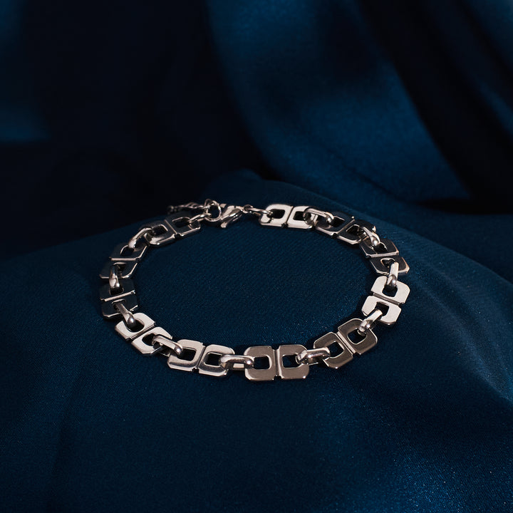 Geometric Chain Silver Bracelet