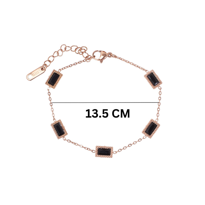 Black Gemstone Link Rosegold Bracelet