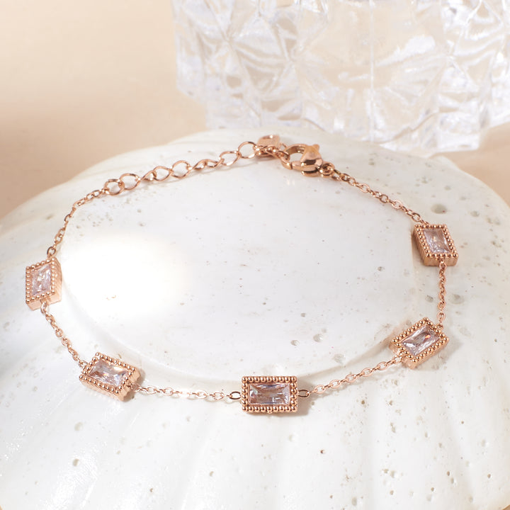 Moon Gemstone Link Rosegold Bracelet