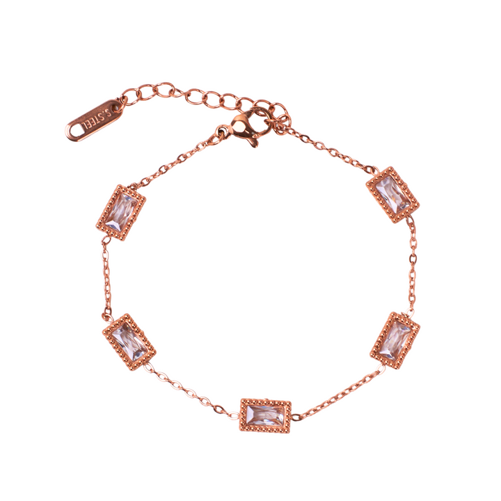 Moon Gemstone Link Rosegold Bracelet