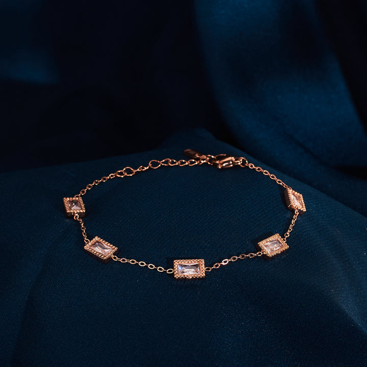 Moon Gemstone Link Rosegold Bracelet