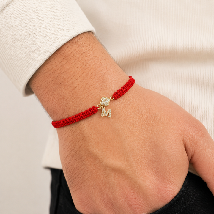 Red Thread Initial Bracelet