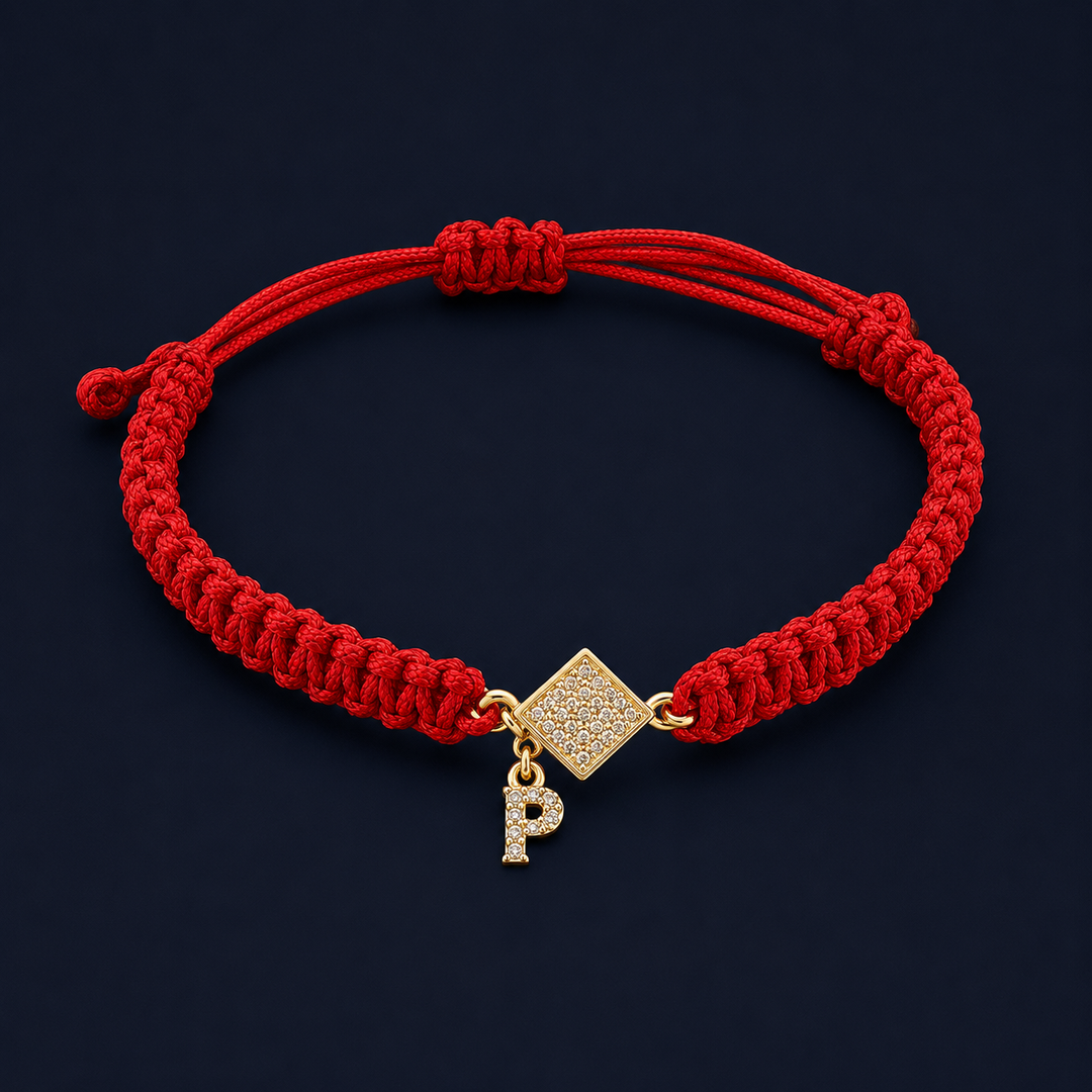 Red Thread Initial Bracelet