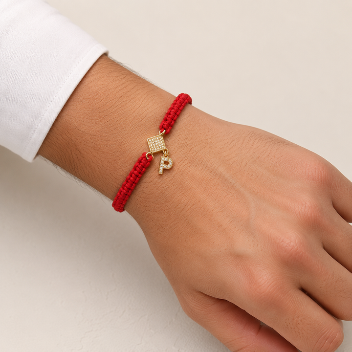Red Thread Initial Bracelet