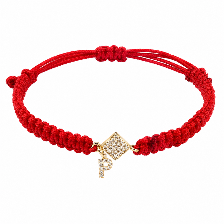 Red Thread Initial Bracelet
