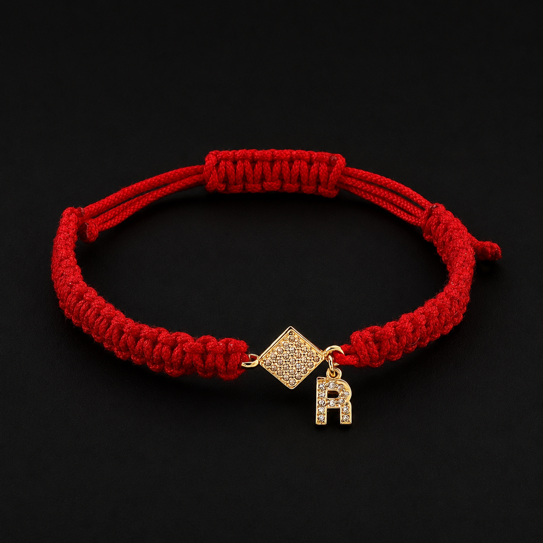 Red Thread Initial Bracelet