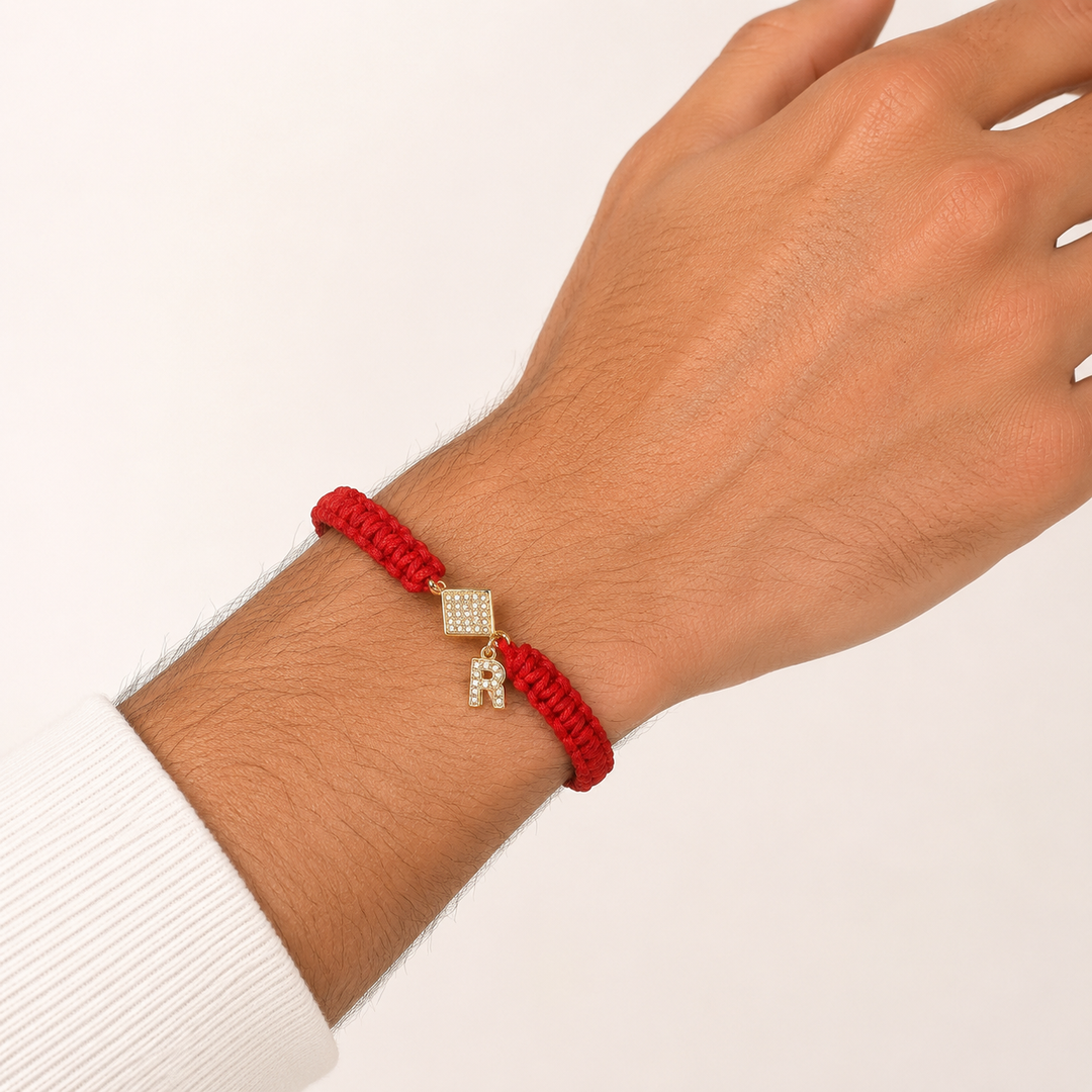 Red Thread Initial Bracelet