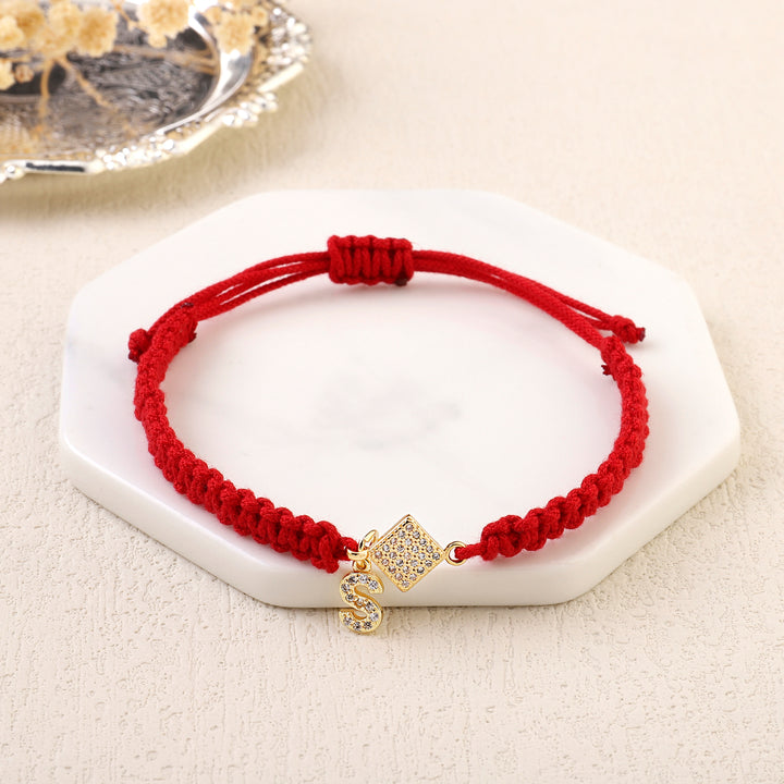Red Thread Initial Bracelet