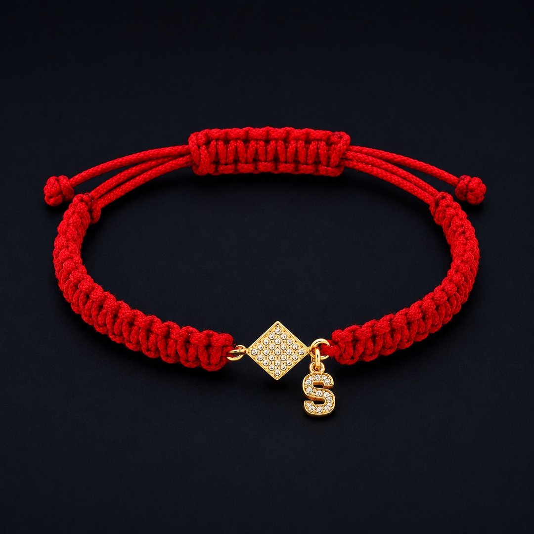 Red Thread Initial Bracelet
