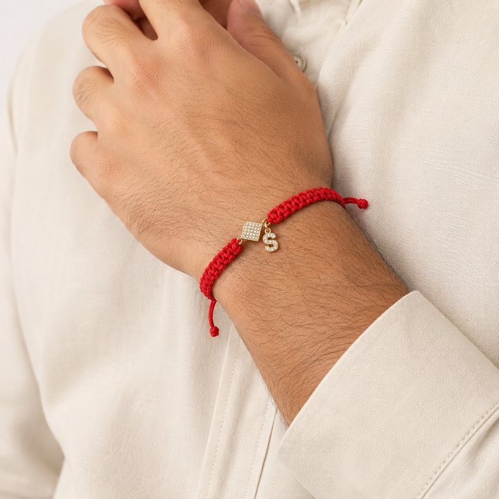 Red Thread Initial Bracelet