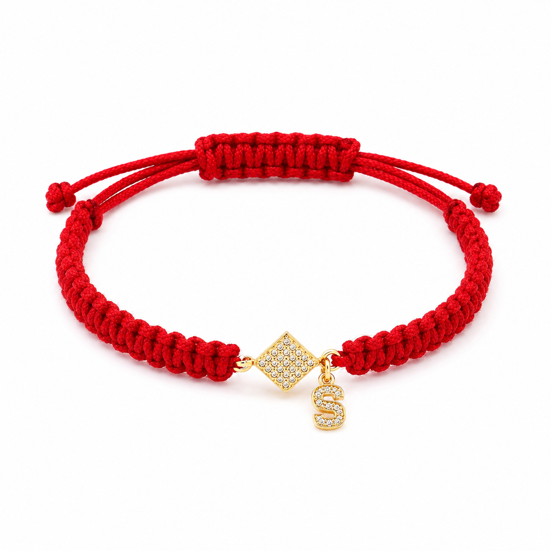 Red Thread Initial Bracelet