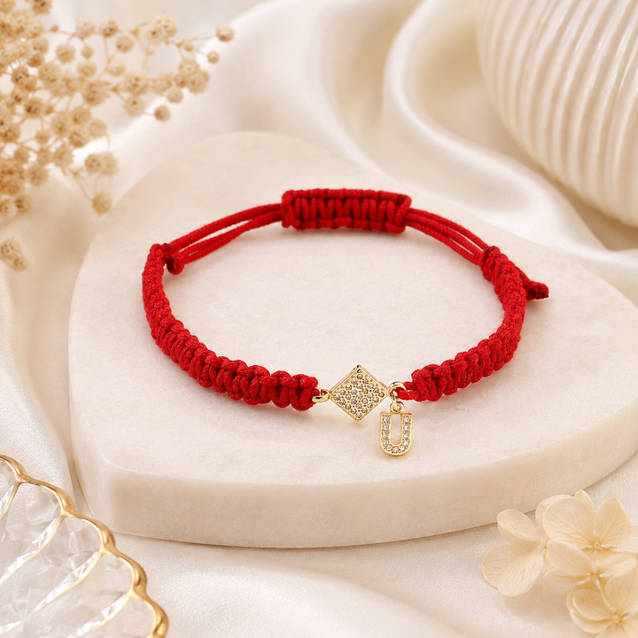 Red Thread Initial Bracelet