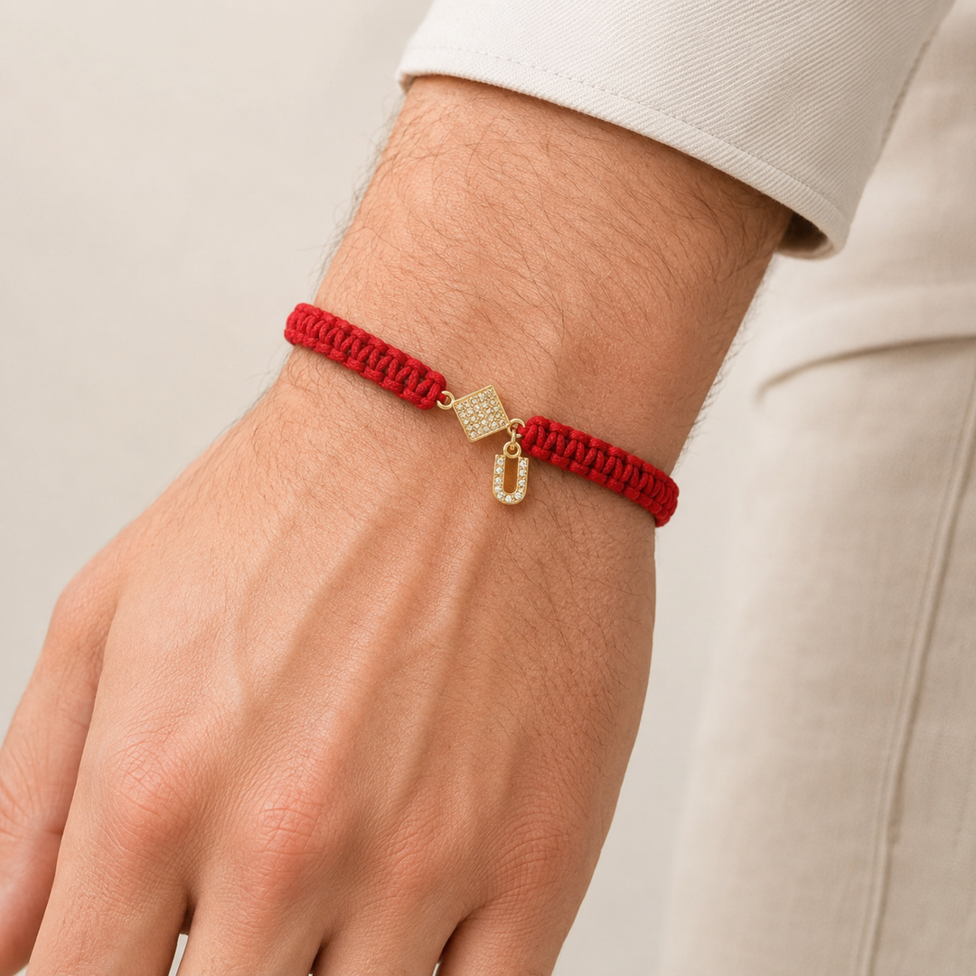 Red Thread Initial Bracelet
