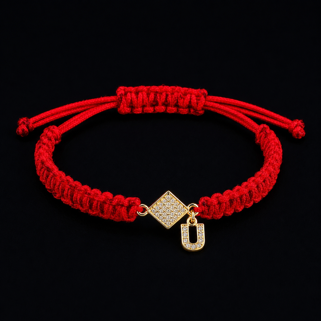Red Thread Initial Bracelet