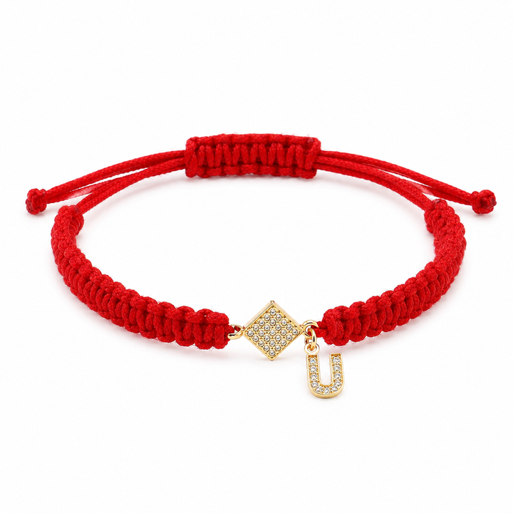 Red Thread Initial Bracelet