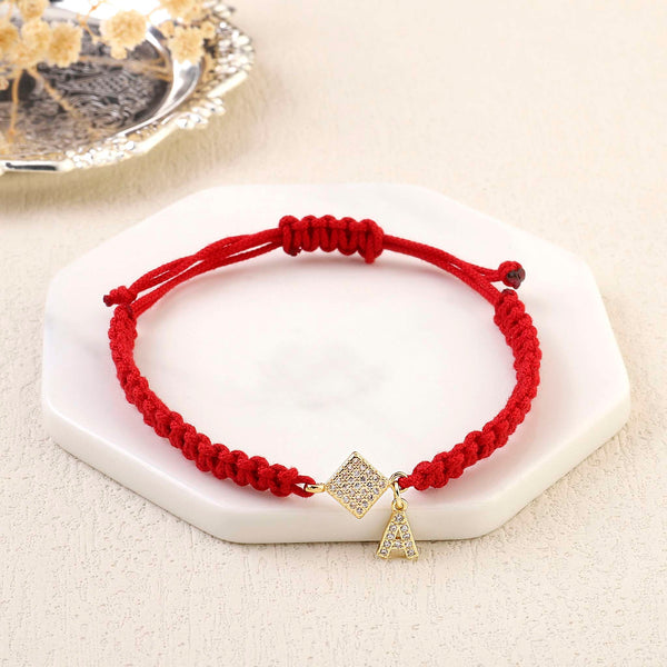 Red Thread Initial Bracelet