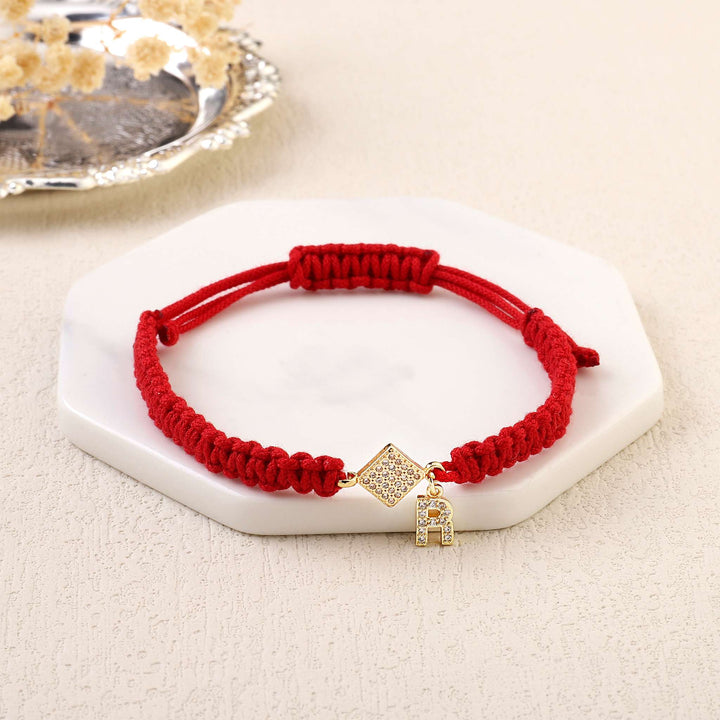 Red Thread Initial Bracelet - Salty Accessories