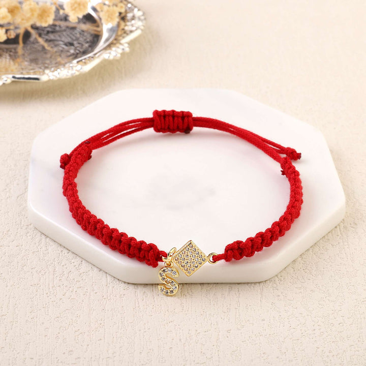 Red Thread Initial Bracelet - Salty Accessories