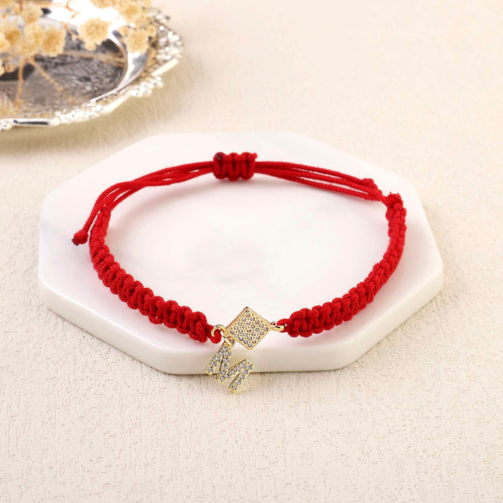 Red Thread Initial Bracelet - Salty Accessories