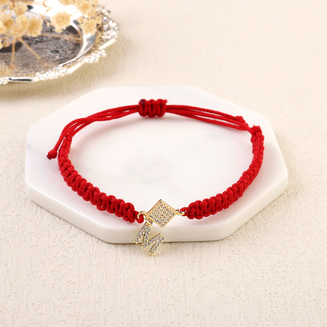 Red Thread Initial Bracelet