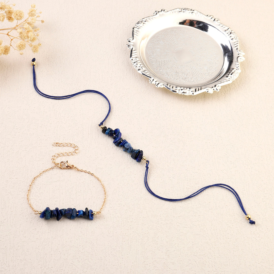 Sodalite Chakra Rakhi for Bhaiya and Bhabhi - Salty Accessories