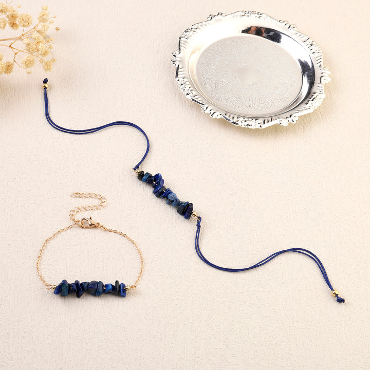 Sodalite Chakra Rakhi for Bhaiya and Bhabhi