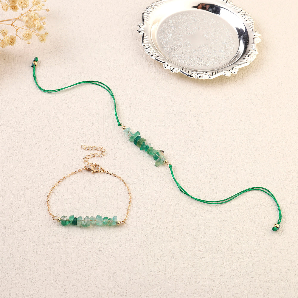 Emerald Love Rakhi for Bhaiya and Bhabhi - Salty Accessories