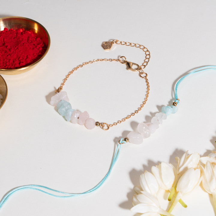 Aquamarine Luck Rakhi for Bhaiya and Bhabhi