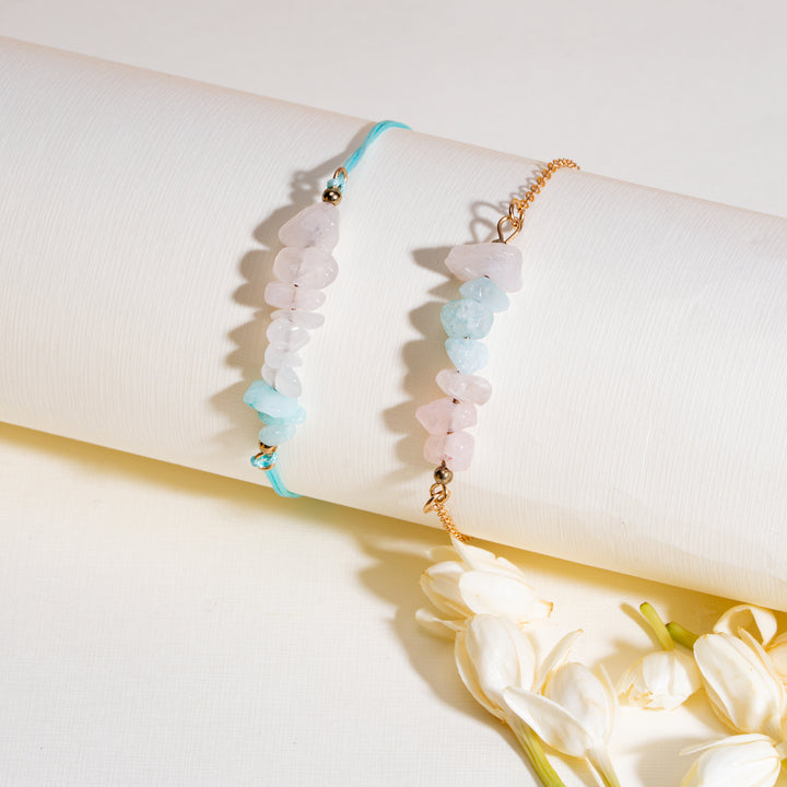 Aquamarine Luck Rakhi for Bhaiya and Bhabhi