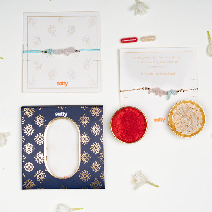 Aquamarine Luck Rakhi for Bhaiya and Bhabhi