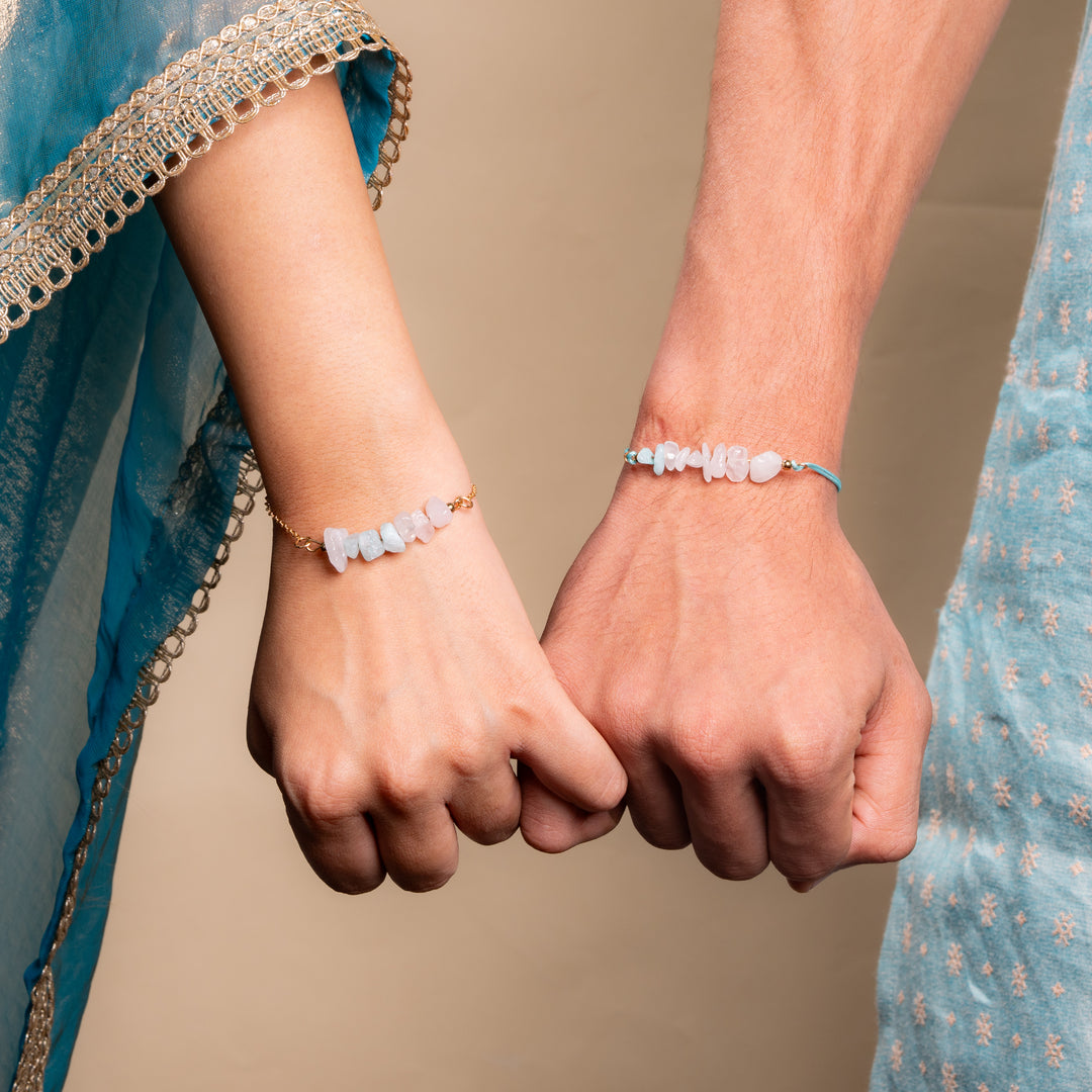 Aquamarine Luck Rakhi for Bhaiya and Bhabhi