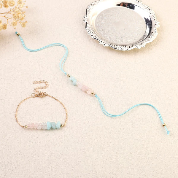 Aquamarine Luck Rakhi for Bhaiya and Bhabhi