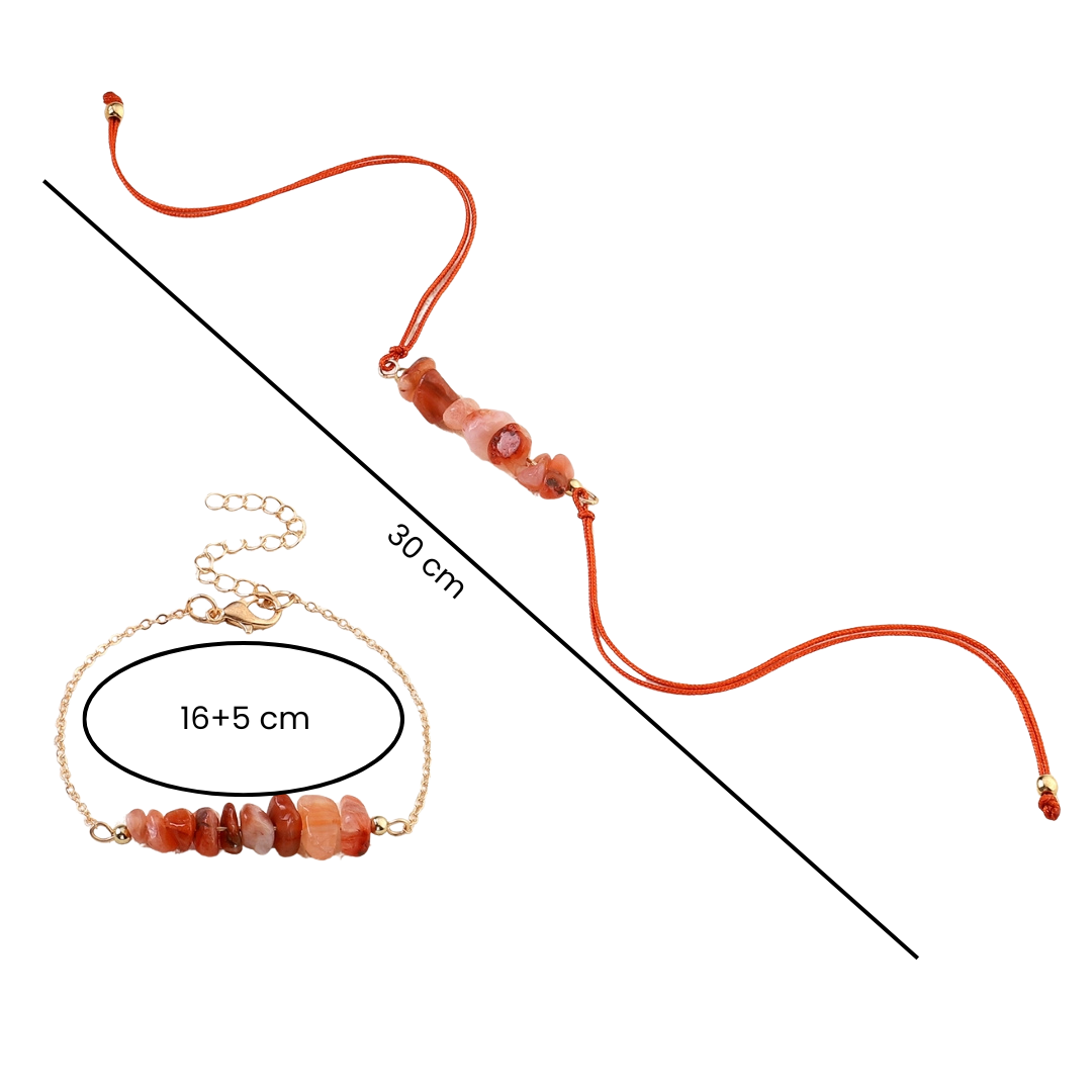 Tangerine Quartz Rakhi for Bhaiya and Bhabhi